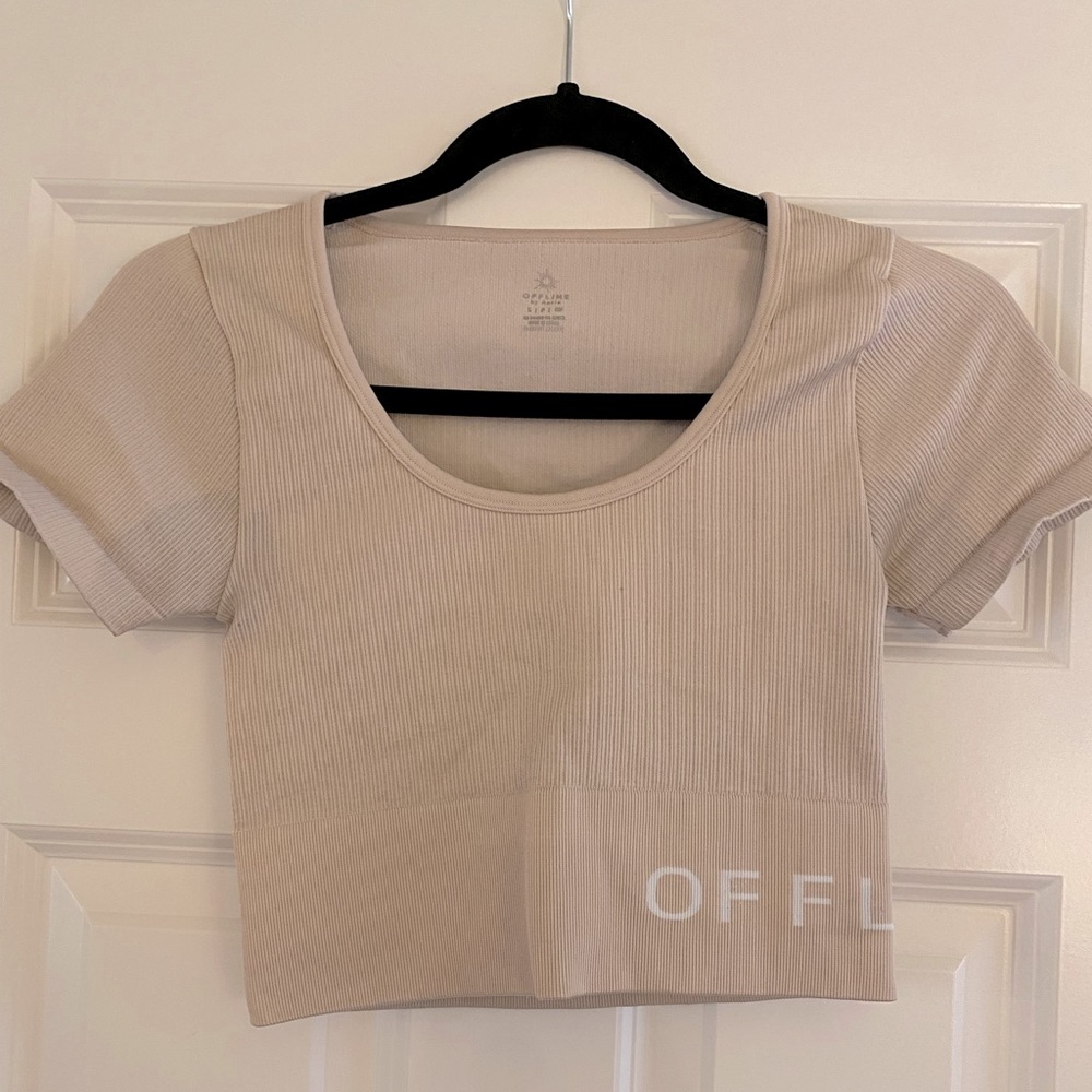Aerie Offline Seamless Cropped Top. Light pink/blush color. Size Small. EUC